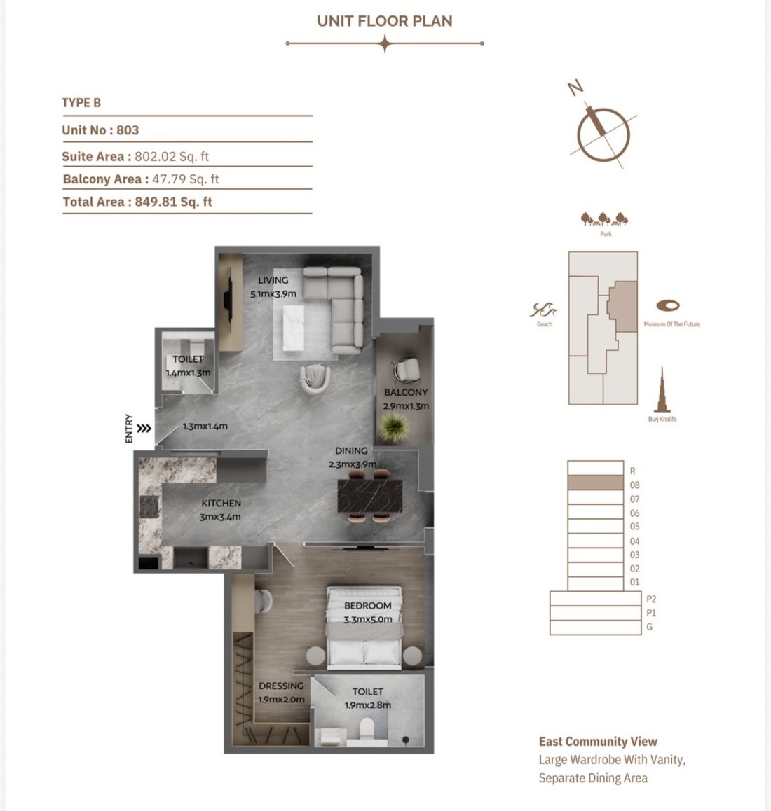 Floor plan of Residence 803