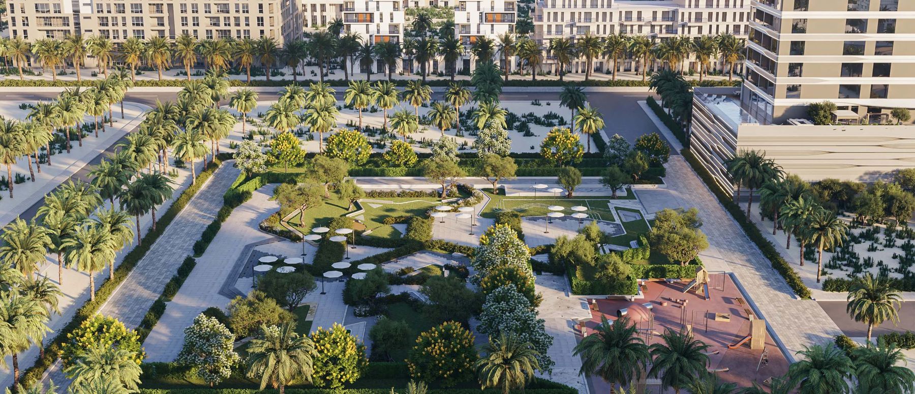 Community park beside the building